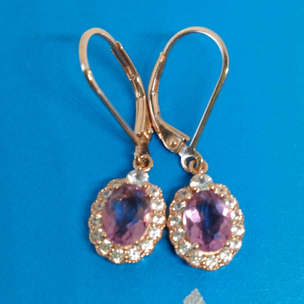 Fluorite earrings in rose gold!